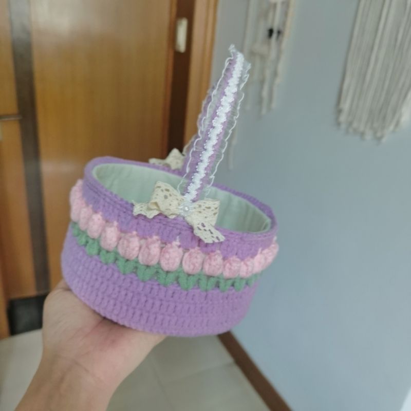 Handmade Crochet Storage Basket - Image 2