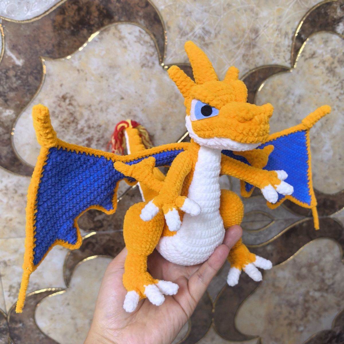 Handmade Crochet Dragon Plush | Amigurumi Flying Dragon Toy - Image 4