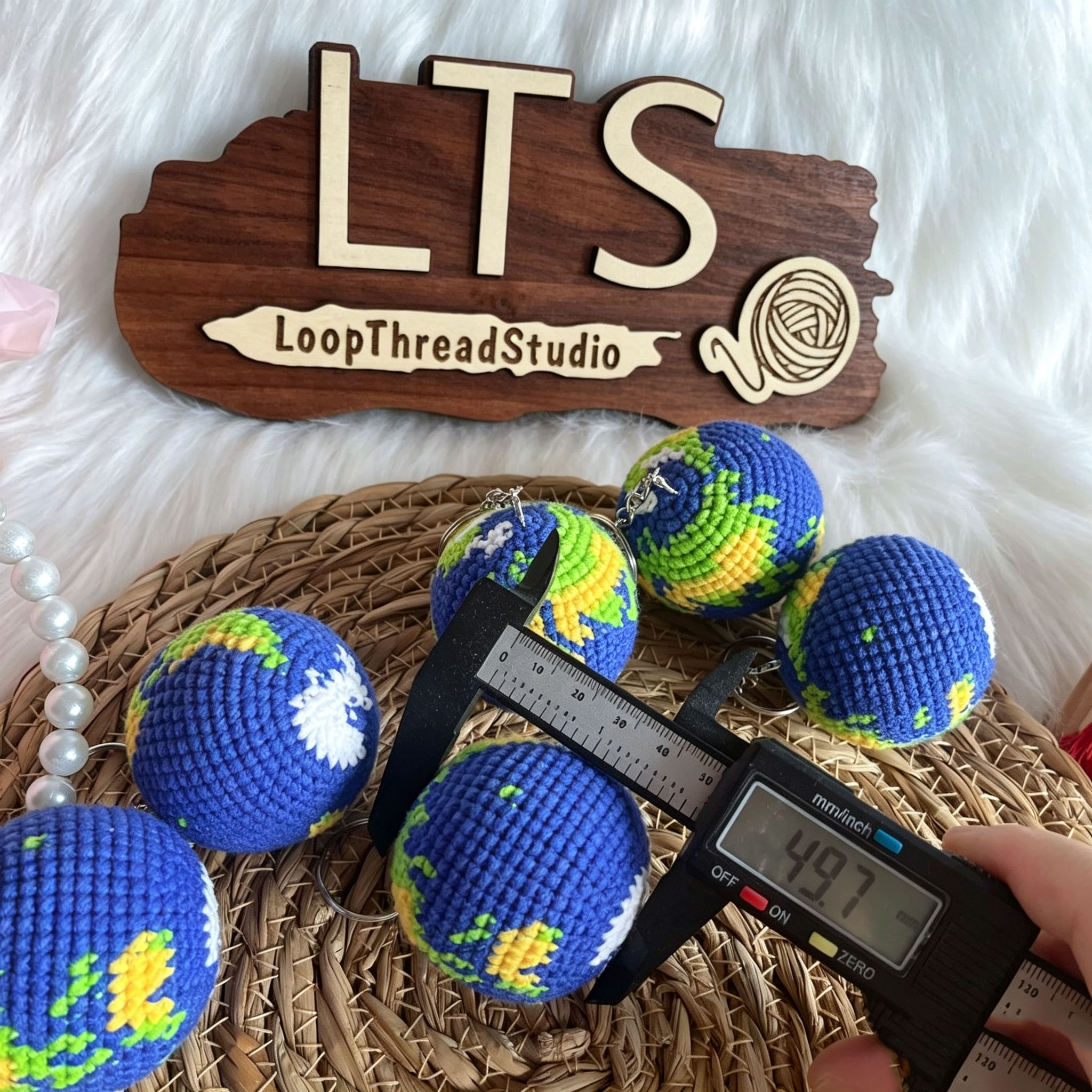 Handmade Crochet Earth Keychain | Cute Knitted Planet Charm - Image 3