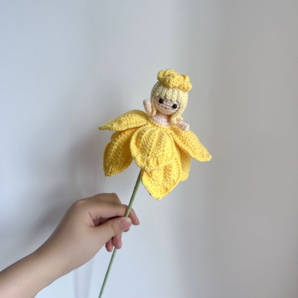 Handmade Crochet Rose Fairy Flower Doll | Flower Bouquet Decoration & Gift - Image 9