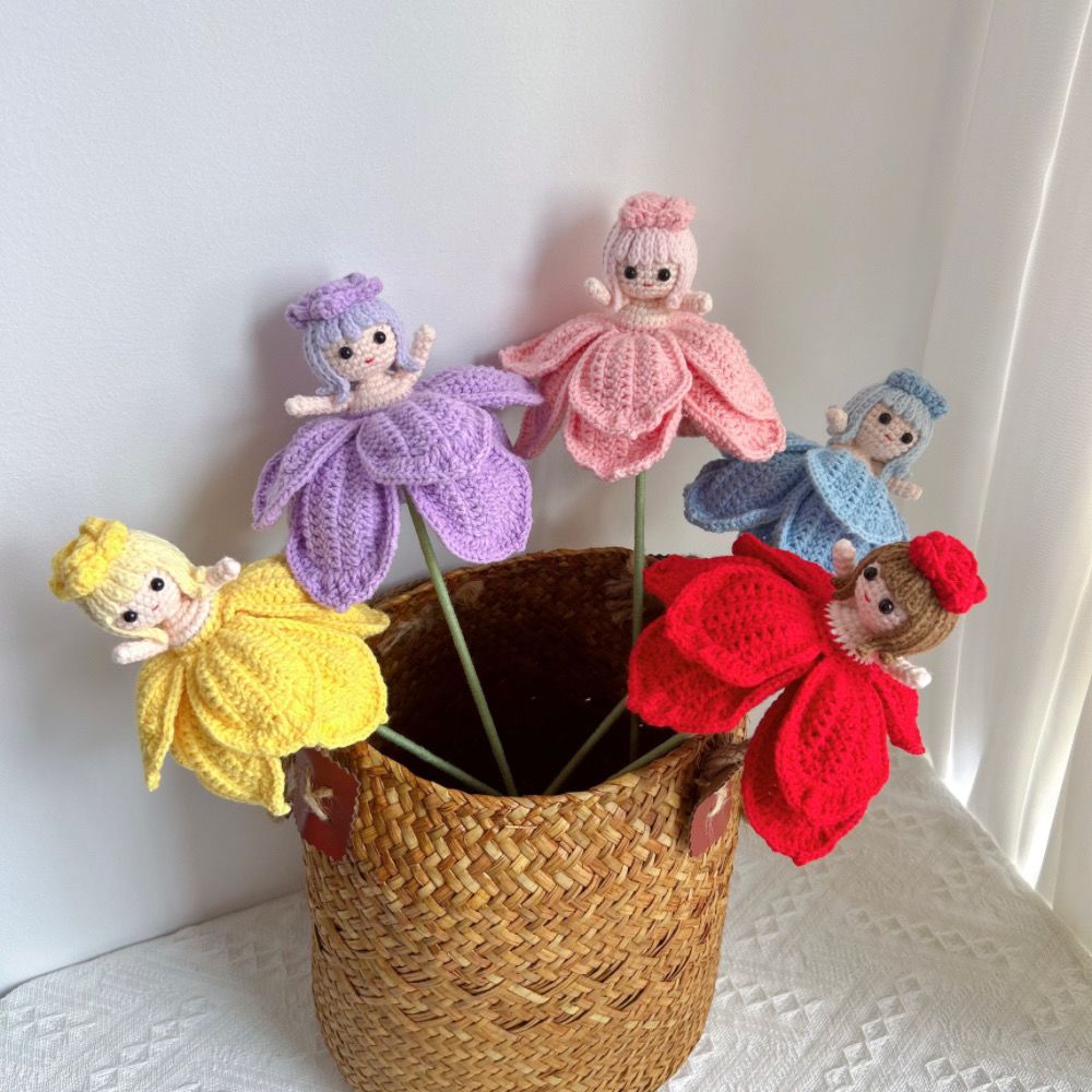 Handmade Crochet Rose Fairy Flower Doll | Flower Bouquet Decoration & Gift - Image 3