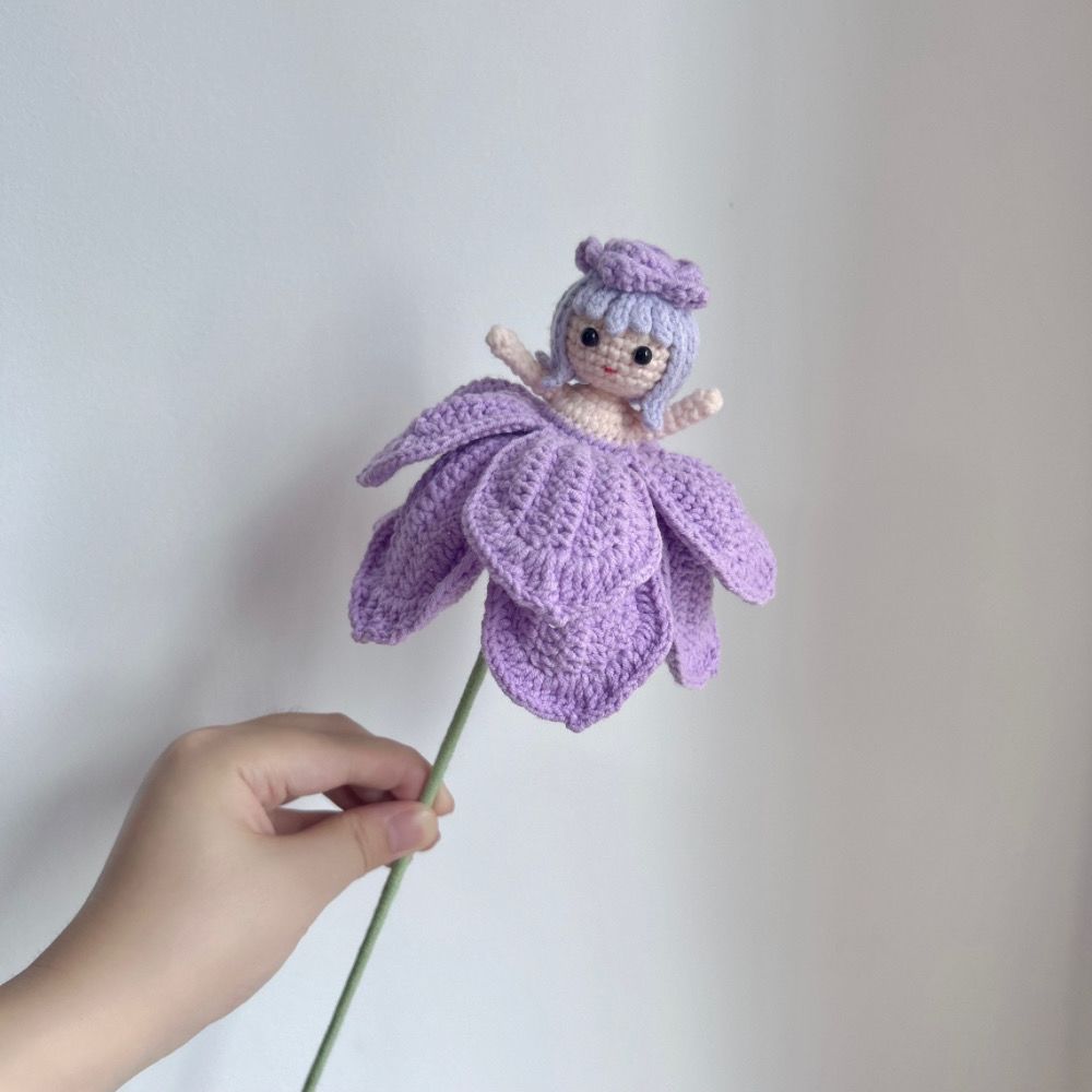 Handmade Crochet Rose Fairy Flower Doll | Flower Bouquet Decoration & Gift - Image 4