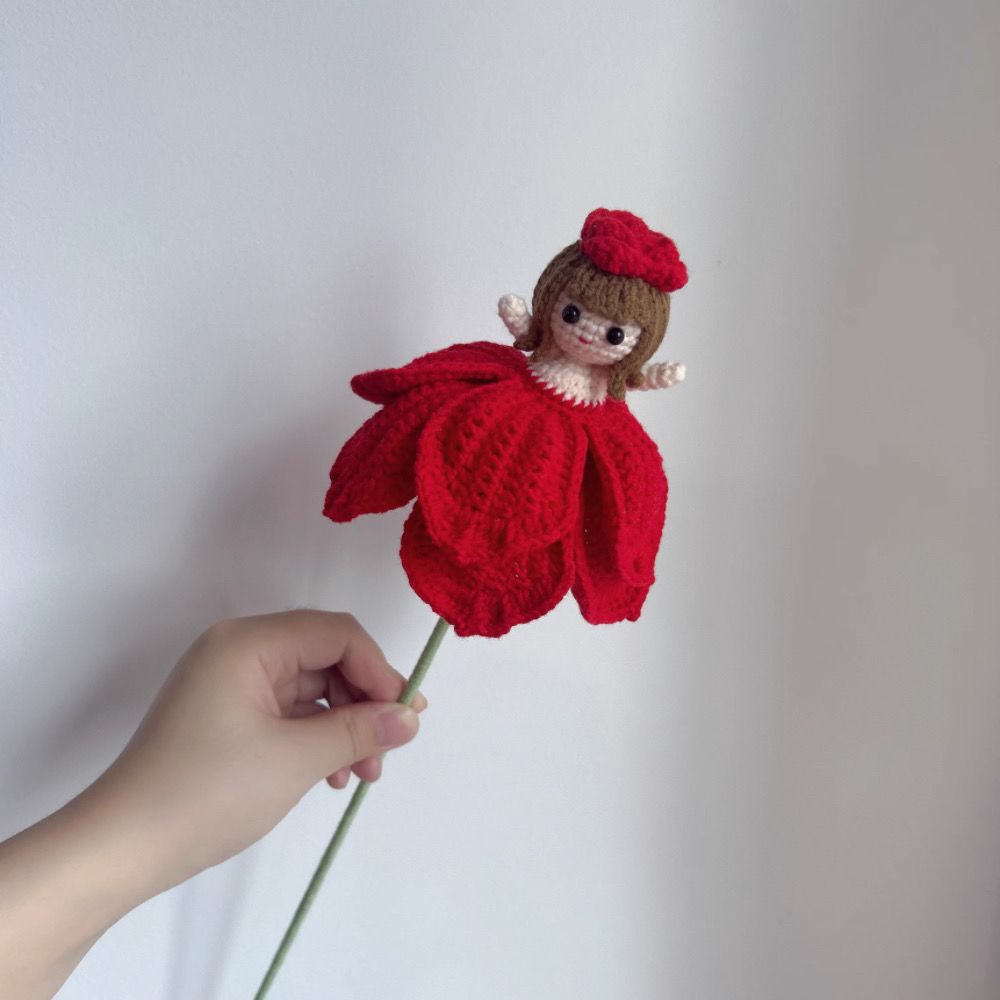 Handmade Crochet Rose Fairy Flower Doll | Flower Bouquet Decoration & Gift - Image 5