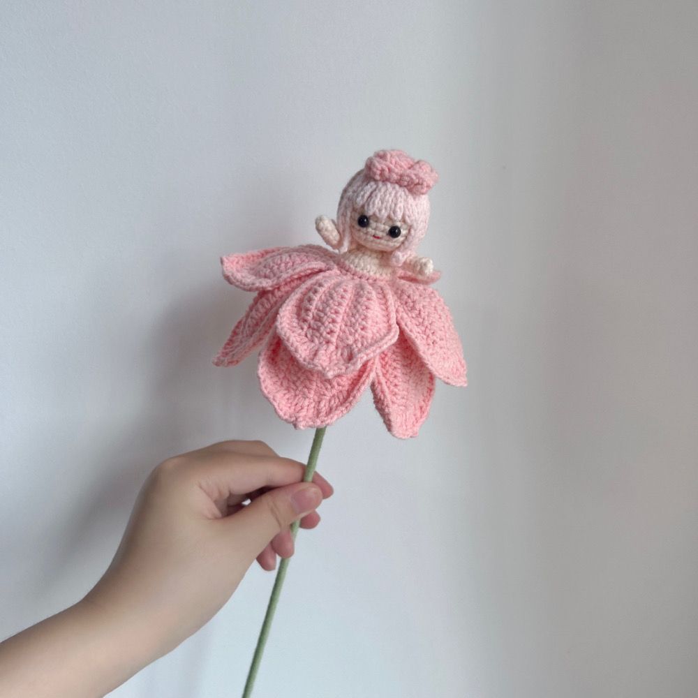 Handmade Crochet Rose Fairy Flower Doll | Flower Bouquet Decoration & Gift - Image 6