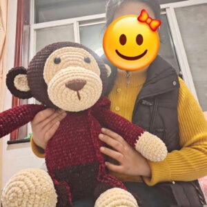 Large Handmade Crochet Monkey Plush | Big Mouth Monkey with Sweater