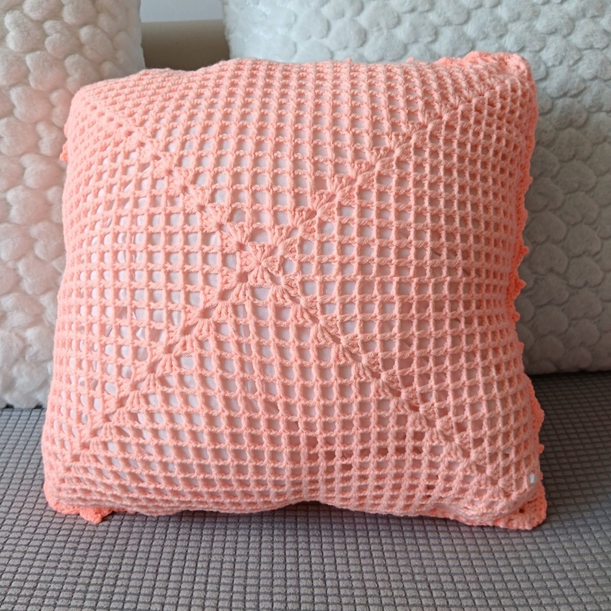 Handmade Crochet Floral Pillow with Insert - 18" Square - 7 Styles Available - Image 7