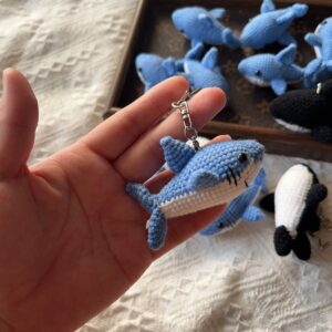 Handmade Crochet Shark Keychain | Cute Knitted Shark & Orca Charm