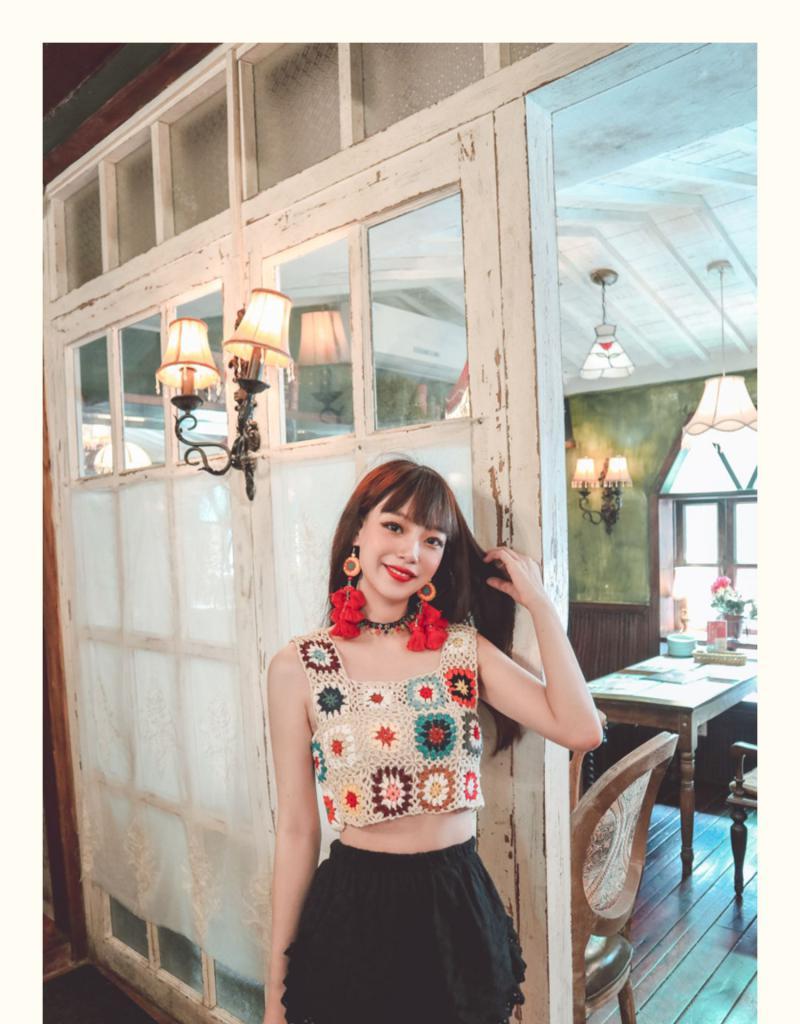 Handmade Crochet Floral Tank Top | Retro Granny Square Crop Top - Image 6