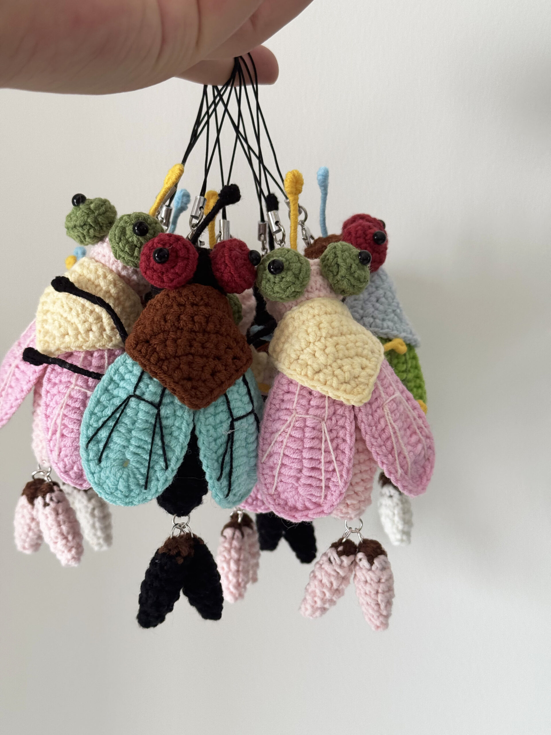 Handmade Crochet Fly Keychain & Bag Charm | Cute Insect Pendant with Baby | 3 Colors - Image 8