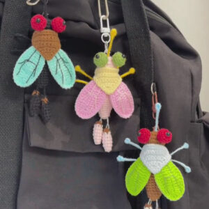 Handmade Crochet Fly Keychain & Bag Charm | Cute Insect Pendant with Baby | 3 Colors