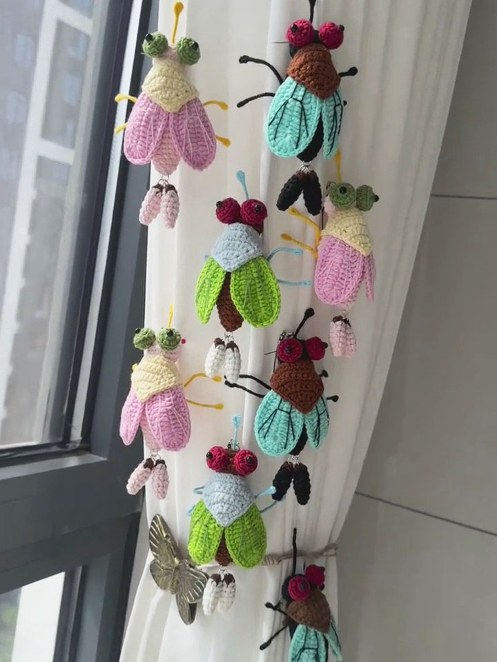 Handmade Crochet Fly Keychain & Bag Charm | Cute Insect Pendant with Baby | 3 Colors - Image 11
