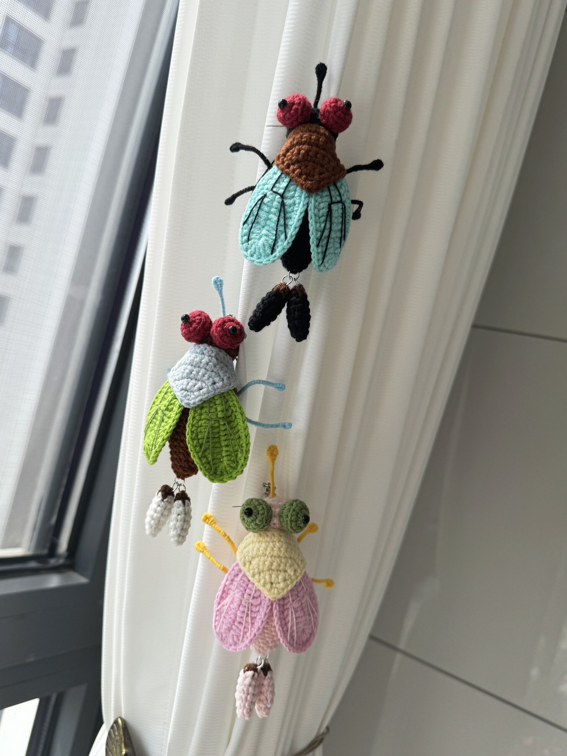Handmade Crochet Fly Keychain & Bag Charm | Cute Insect Pendant with Baby | 3 Colors - Image 12