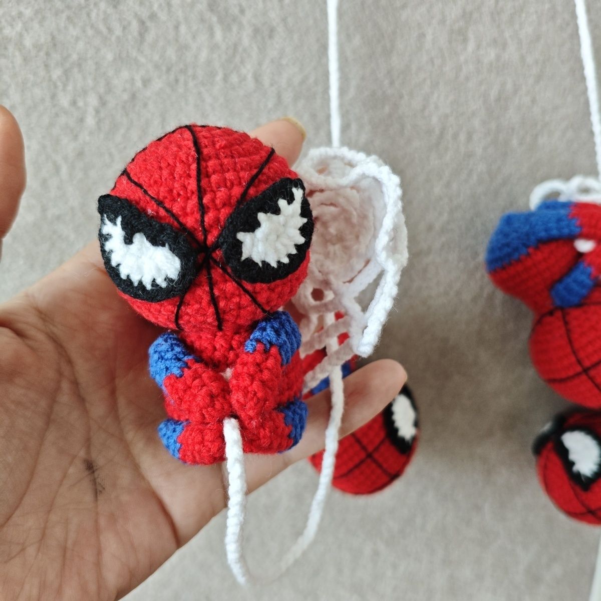 Handmade Crochet Spider-Man | Cute Hanging Charm for Bags & Cars - Image 2