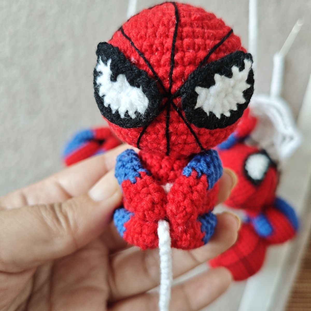 Handmade Crochet Spider-Man | Cute Hanging Charm for Bags & Cars - Image 4