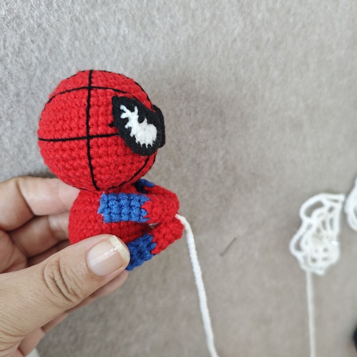 Handmade Crochet Spider-Man | Cute Hanging Charm for Bags & Cars - Image 6