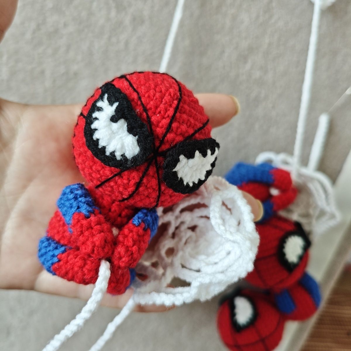 Handmade Crochet Spider-Man | Cute Hanging Charm for Bags & Cars - Image 9